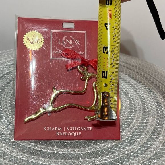 Lenox Golden Reindeer Charm Christmas Ornaments Set of 2 NWT - Picture 6 of 6
